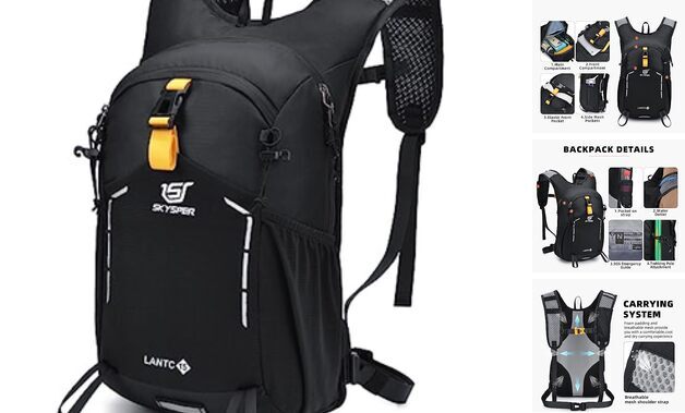 Lightweight 15L Hiking Backpack Water-Resistant Daypack for Travel Lantc15-Black-image