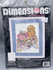 Dimensions Puppy & Playmates No Count Cross Stitch Kit #3984 10 x 13 Carol Bryan