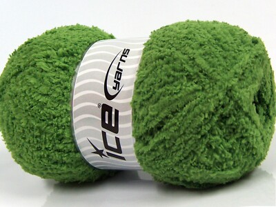 Green Puffy Short Eyelash Yarn 68181 Ice 100 Gr 180 Yds Micro Fiber