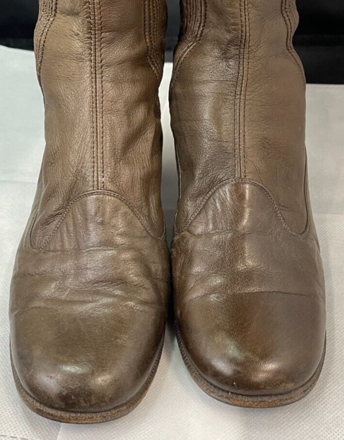 Винтажные модные кожаные сапоги Saks Fifth Avenue с рюшами сбоку размер 7,5 М - Изображение 3 из 4