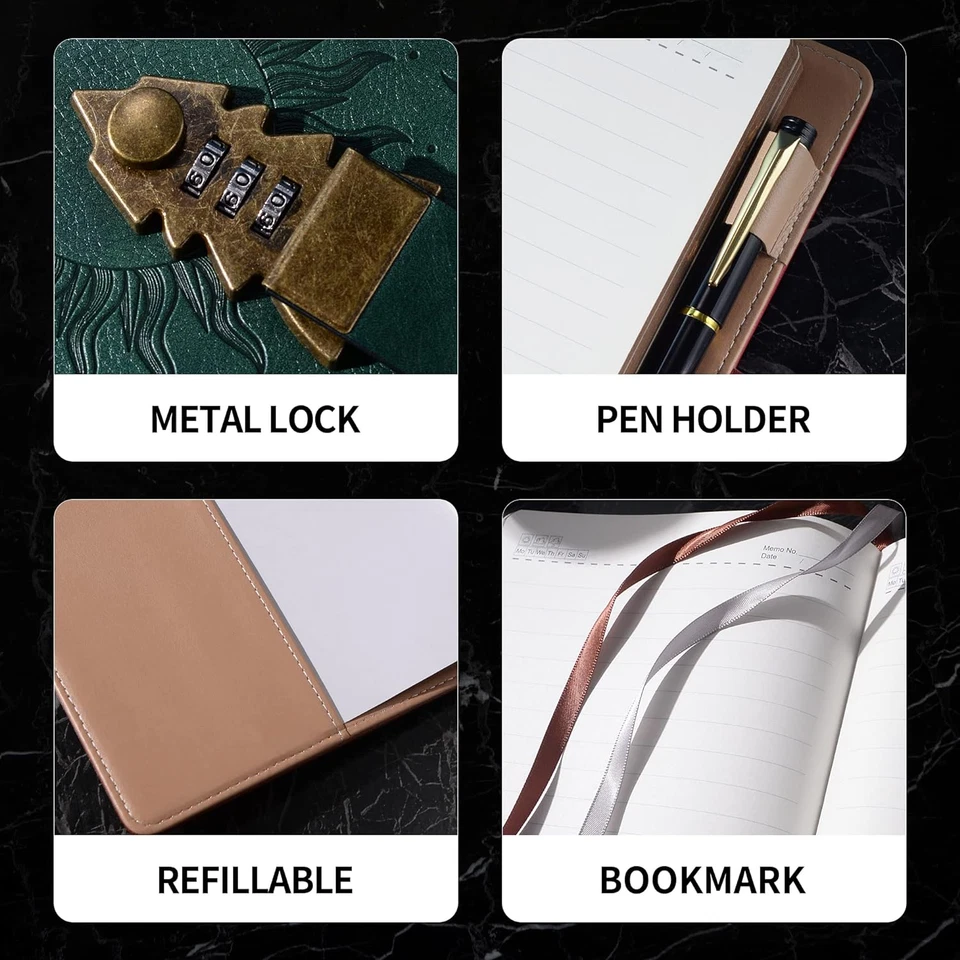 Lock Journal with Pen, A5 240 Pages Diary with Lock, Dark Green - Image 4 of 4