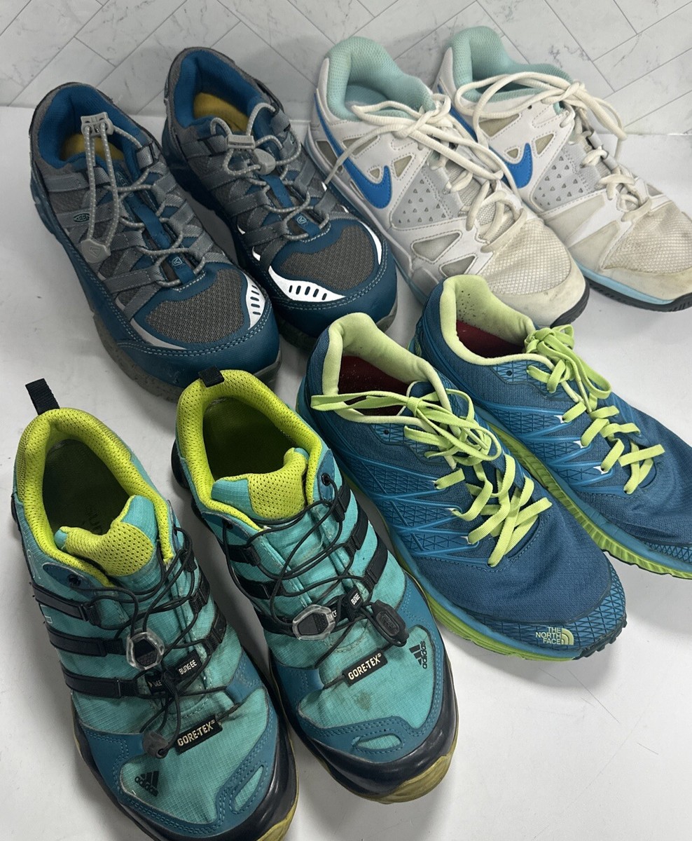 4x Pair Womens Shoes Size 6.5 North Face Keen Nike Adidas Sneakers Hiking Active