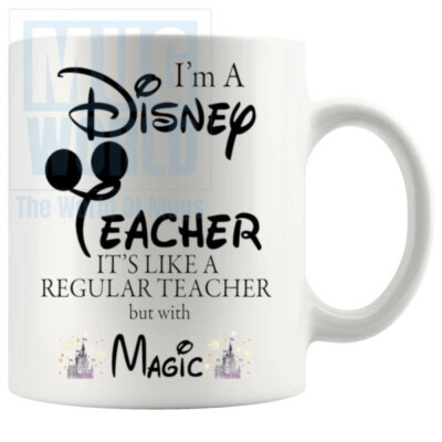 Ich bin ein Disney Lehrer Tasse Handarbeit Geschenke zum Geburtstag Weihnachten Freunde Familie...