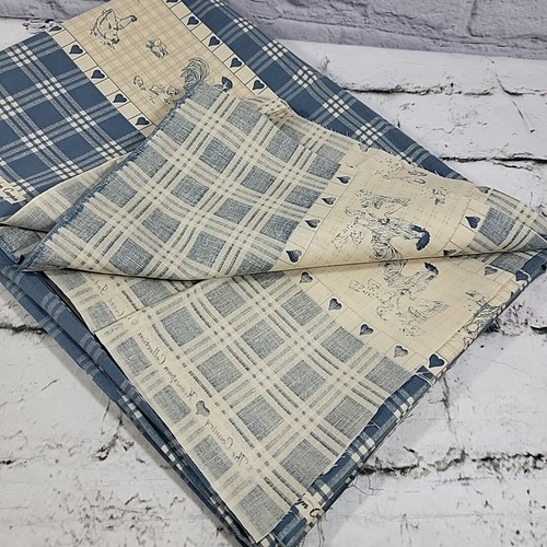 The Country Homespun Collection Fabric Blue Plaid With Chickens 44 X 2yrds - Picture 7 of 8