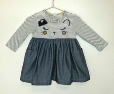 Baby Girl's Blue & White Dress with Cat Face - Size 0 - St Bernard for Dunnes