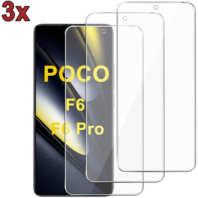 3x 9H Gehärtete Glas für Xiaomi Poco F6 / F6 Pro 5G 6.67'' Display Anti-Kratzer