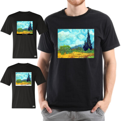 EAKS  Herren T-Shirt Motiv: ''Vincent van Gogh - Weizenfeld mit Zypressen'' 1889