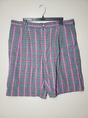 Bogari Studio Designed In Italy Mens Shorts Size 38 Plaid Green Purple