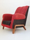 SUPERBE FAUTEUIL CLUB 1950 EN LAINE & CHENE VINTAGE ANNEES 50 ROCKABILLY 50'S