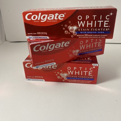 Set Of 3, Colgate Optic White Stain Fighter Toothpaste, 4.2 oz, Exp 4/24 To 9/24