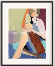 Original Painting Figurative Fine ART PRINT Colorful Abstract Expressive Woman