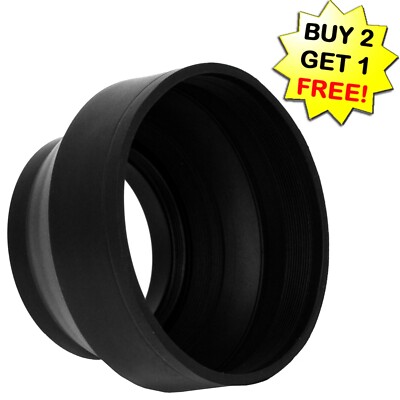 (49mm to 77mm) Camera Rubber 3 functions Lens Hood Collapsible Sun/Shade/Shield