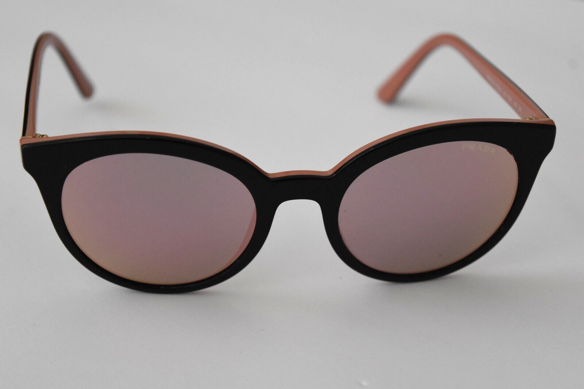 Prada ラウンド型サングラス ブラック ピンク Prada Authentic Round Black Pink Mirrored SPR02X 541-726 53-21-145