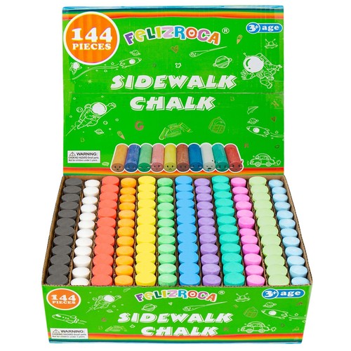 FELIZROCA 144PCS Washable Sidewalk Chalk Set in 12 Colors Non-Toxic ...