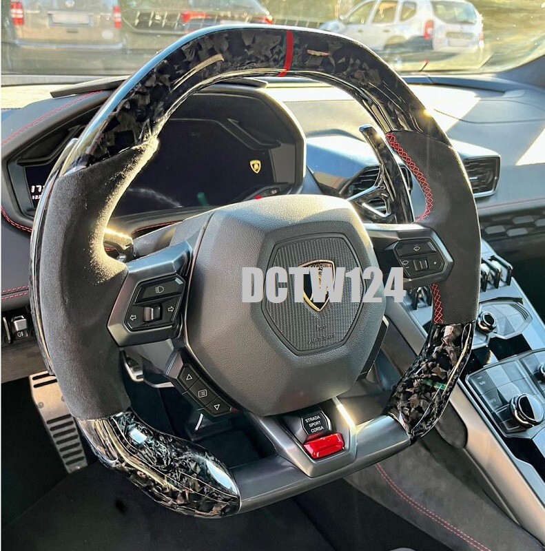 Forged Carbon steering wheel Lamborghini Huracan all model RED ring stitching