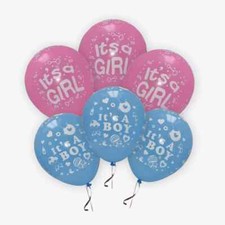 12" ITS A BOY GIRL PRINTED LATEX BALLOON PINK BLUE BABY SHOWER PARTY DECORATION