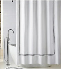 Wamsutta Hotel Baratta Stitch Luxury Fabric Shower Curtain White/Charcoal 72x72"