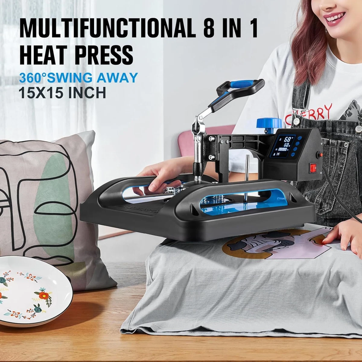 Pro 15x15 Inch 8 in 1 Heat Press Machine with 30 OZ Tumbler Press  Sublimation 840281503414