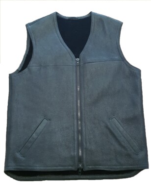 Lammfellweste Fellweste Lederweste echt Fell Herren schwarz