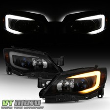 For 08-14 Subaru Impreza Wrx Led Drl Switchback Black Smoke Projector Headlights