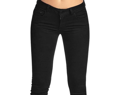 2LUV Women's Stretchy Skinny Color Jeans – Black, 5 Pocket, Ankle Length, Semi-Stretch Fabric