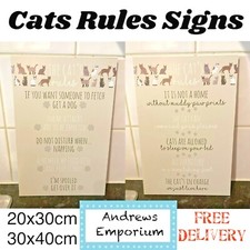 Cat Cats House Rule Rules Wooden Sign Signs Plaque Plaques Fun Funny Gift NEW