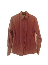 H M - Red Black White Striped Long Sleeve Collared Button Up Dress Shirt S