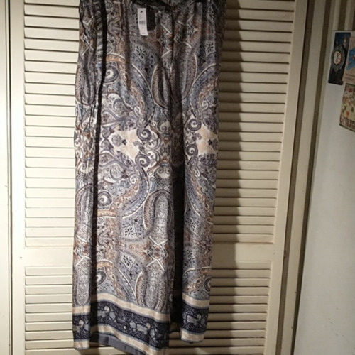 NWT Lane Bryant cream & black paisley palazzo pants size 18 front zip