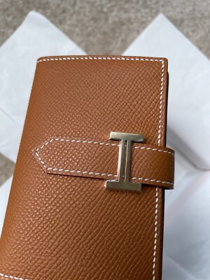 Hermes Epsom Mini Bearn Wallet, Gold with Gold Hardware New