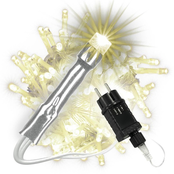 Lichterkette 200 Led Warm-Weiß Transparentes Kabel Trafo Timer Aussen Xmas-Deko-image