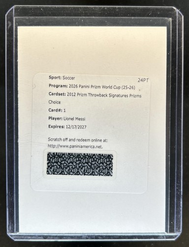 2026 Prizm World Cup Lionel Messi 2012 Throwback Redemption Silver Auto #/199