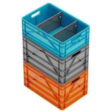 Crate Basic Pack - 2 Full-Size 1 Half-Size Heavy Duty Stackable Storage Bin...