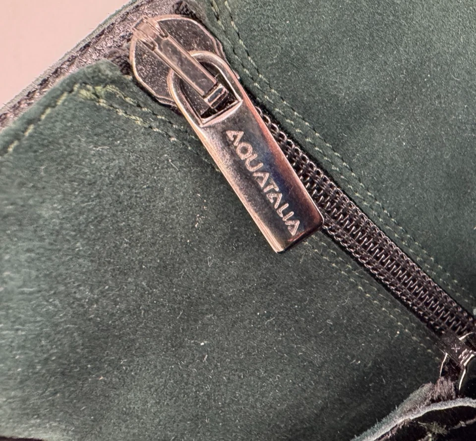 Aquatalia на Marvin K зеленый кожаный замши крокодила выбитый на танкетке ботильоны размер 8,5 - Изображение 3 из 4