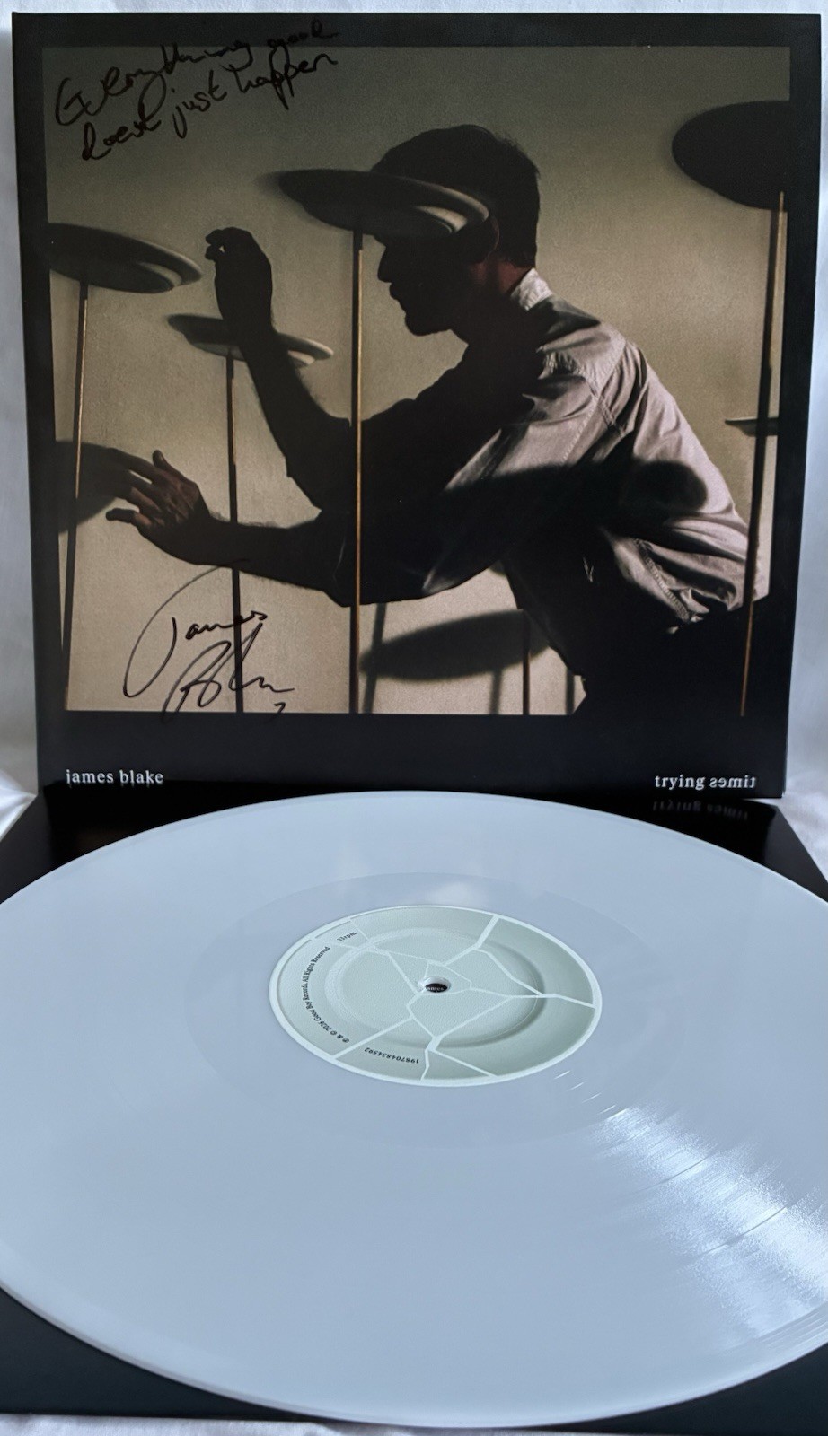 SIGNED & IN HAND!! James Blake Trying Times WHITE 2LP Vinyl W/handwritten Lyrics