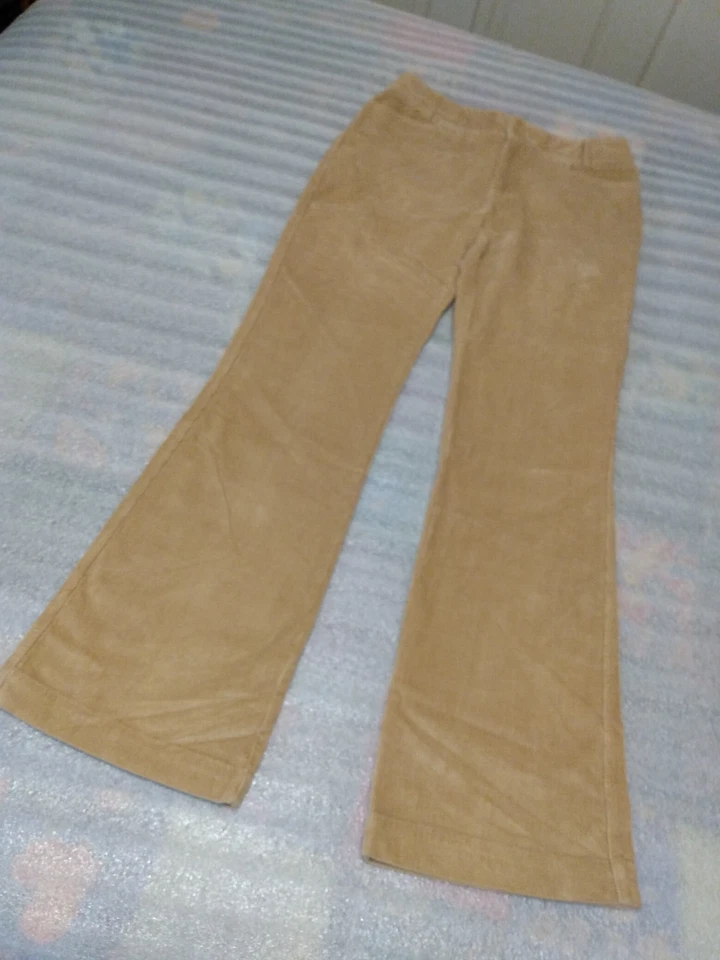 Metro стиль женщин желтовато-коричневый вельвет широкие штанины брюки хлопок/спандекс ткани размер 8T - Изображение 2 из 4