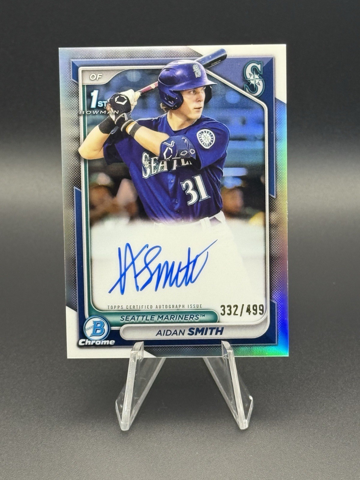2024 Bowman Chrome Prospect Autographs Aidan Smith #CPA-ASM Refractor /499 Rays
