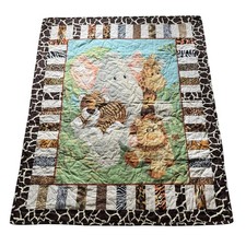Jungle Babies Quilt Baby Blanket Elephant Lion Tiger Monkey Giraffe Safari