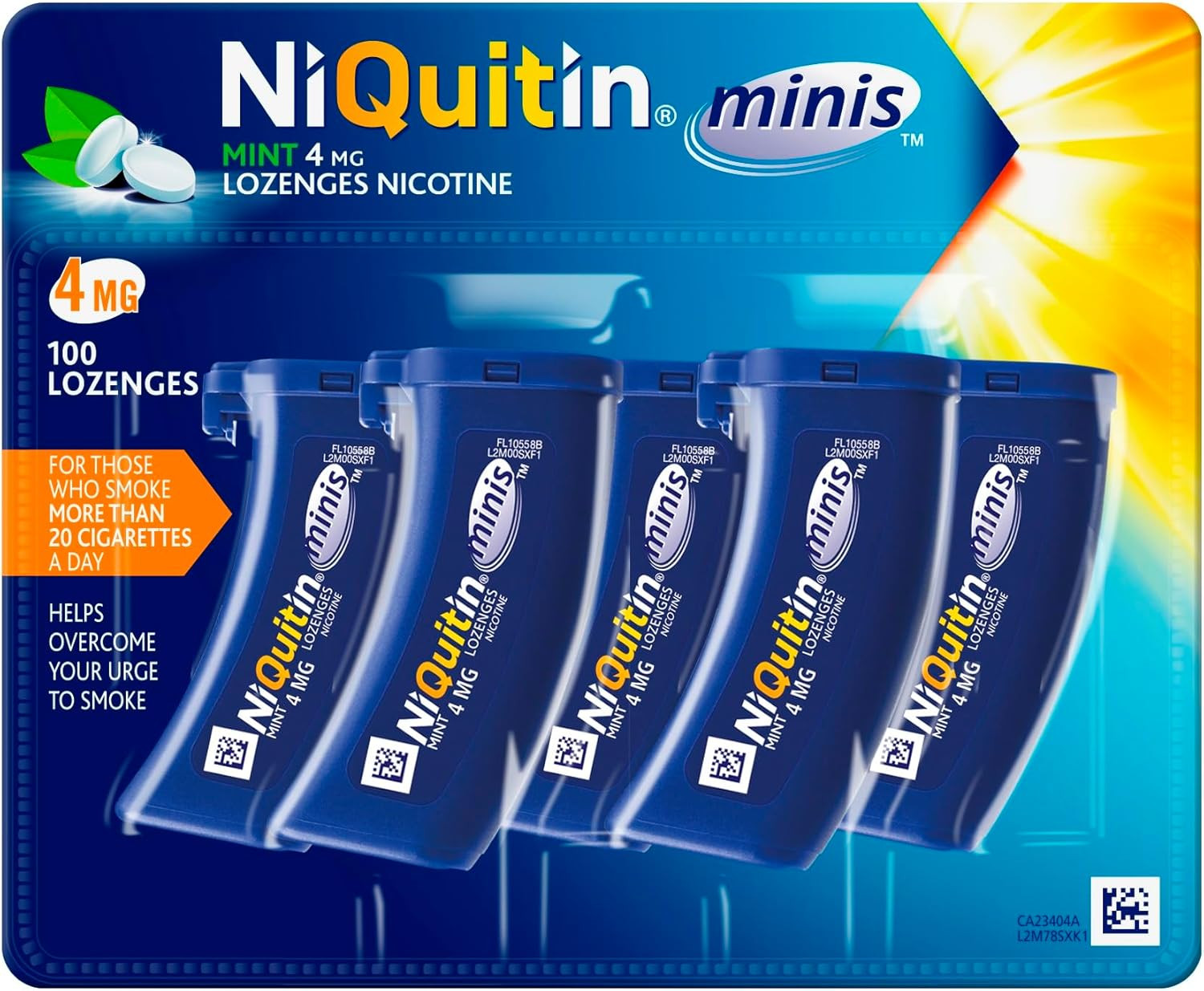 Niquitin 4Mg Minis Mint Lozenges - Mint Flavour (5 X Pack of 20 Minis Nicotine L