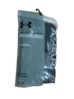 Under Armor Boy's Boxer Briefs New Black 4pack cotton stretch YXL/TG/EG