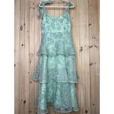NWT Lulus Glamorous Sweetie Sage Burnout Tie-Strap Bustier Midi Dress Gala L