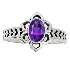 Natural Amethyst - Brazil 925 Sterling Silver Ring s.5 Jewelry R-1744