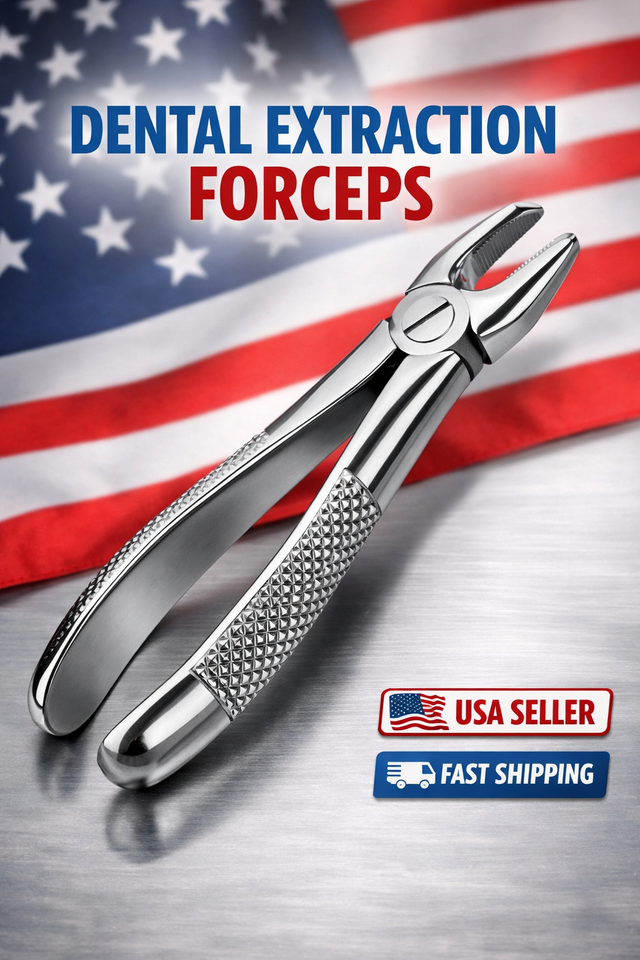 Dental Extraction Forceps Stainless Steel Serrated Grip Single ...