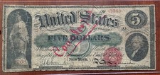 1863 $5 Fr 63 Civil War United States Note *Best Done Contemporary Faux*