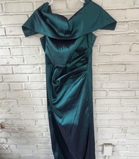 Vince Camuto Dress Womens Medium Teal Off Shoulder Ruched Maxi Gown VC9M7893