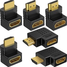 Warmstor 6 Pack HDMI 2.0 Male to Female Angled Adapter 6-Pack,Gold-plated
