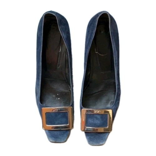 ROGER VIVIER Belle Suede Pumps Blue 8/38
