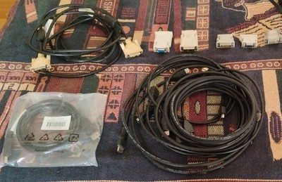 Lot of 13 Assoted Video Cables & Adapters HDMI DVI VGA USED READ!