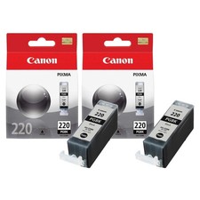 2PK Genuine Canon OEM 220 Black Ink Cartridges PGI-220 PGBK TWO PACK