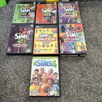 Sims 2 PC Games Lot Of 7 Full Game + 5 Expansions Most W Manuals Plus Sims 4