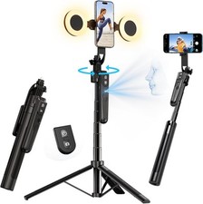 yAyusi Extendable Auto Face Tracking Tripod 360  Rotation with Light, Black